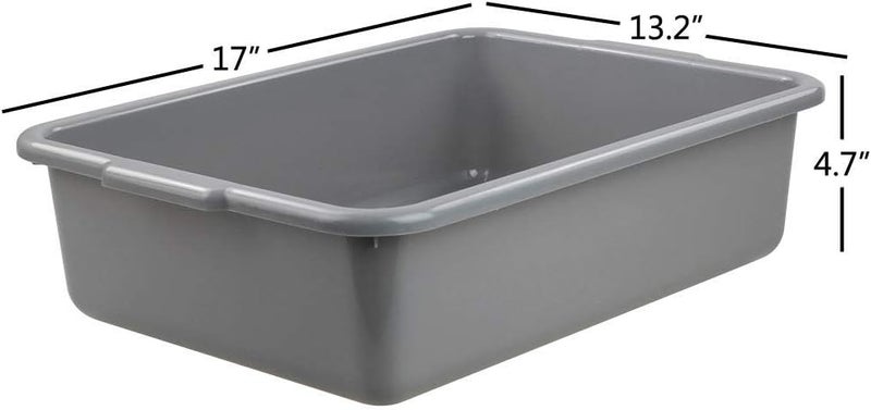 Ramddy Grey Commercial Bus Tubs, 13 L Plastic Dish Pans, 4 Packs - Image 2